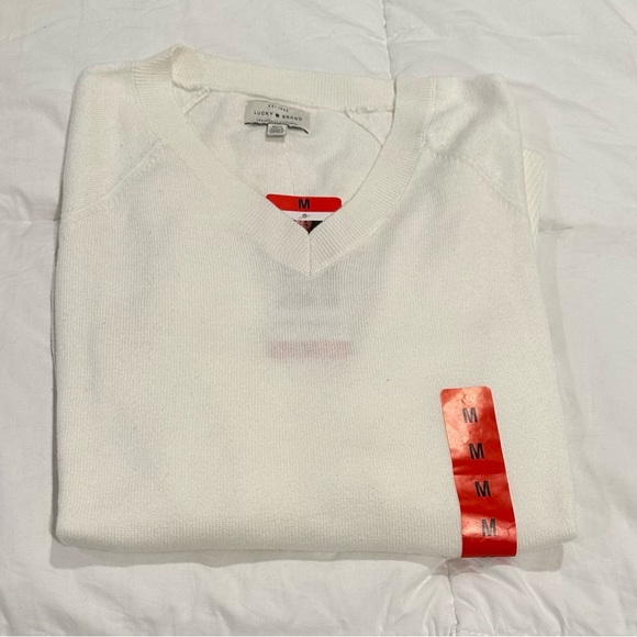 Lucky Brand Women's V-Neck Sweater, Long Sleeves, Side Slits, Cotton Blend - Picture 10 of 10